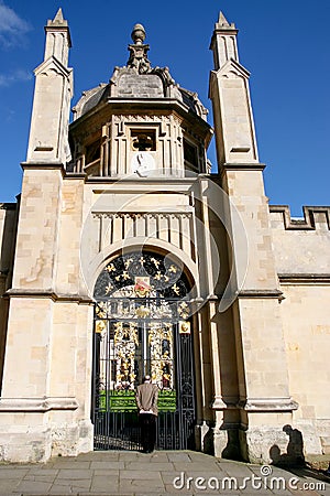 Decorated ironwork entrance gate for All Souls College in Oxford on March 25, 2005. Editorial Stock Photo