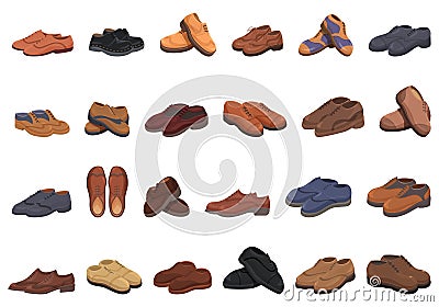 Oxford shoes icons set cartoon vector. Formal men Vector Illustration