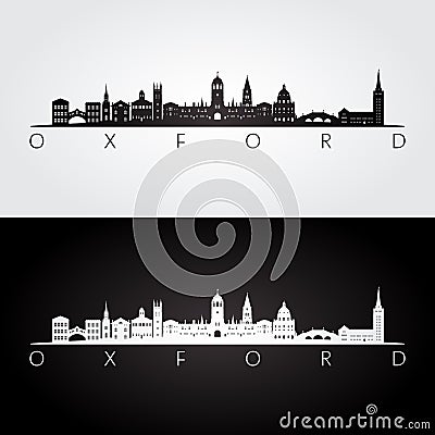 Oxford skyline and landmarks silhouette Vector Illustration