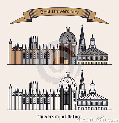 Oxford university building. Architecture,education Vector Illustration