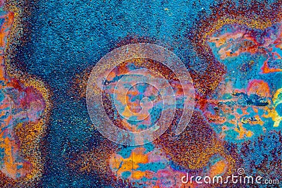 oxidized copper and iron, abstract artistic background Stock Photo