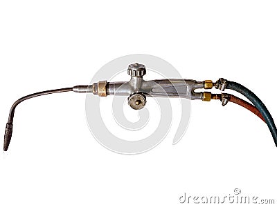 Oxyacetylene welding torch on white background Stock Photo