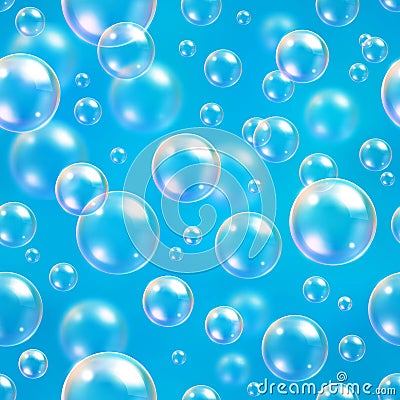 Oxygen bubbles in water blue background Vector Illustration