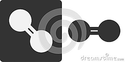 Oxygen O2 molecule, flat icon style. Vector Illustration