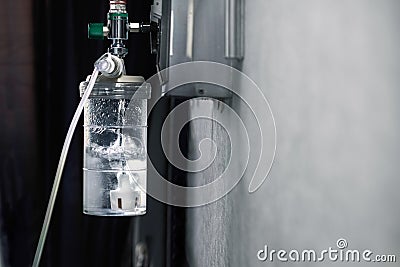 Oxygen regulator with humidifier medical equipment Stock Photo