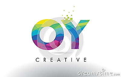 OY O Y Colorful Letter Origami Triangles Design Vector. Vector Illustration
