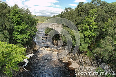 Oykel Bridge and Waterfalls, Sutherland, Scotland,UK. Stock Photo