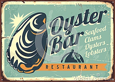 Oyster bar creative retro sign design Vector Illustration