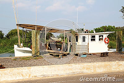 Louisiana Oyster Boat Stock Photo