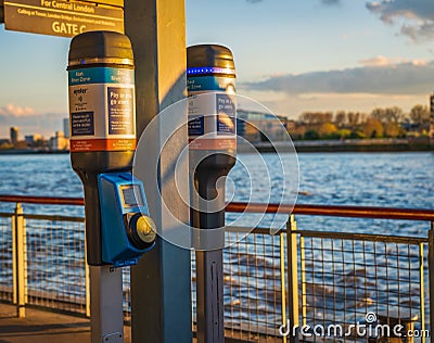 Oyster card reader in London England Editorial Stock Photo