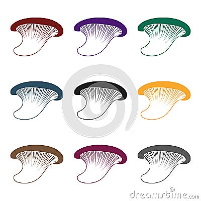 Oyster icon in black style isolated on white background. Mushroom symbol stock vector illustration. Vector Illustration