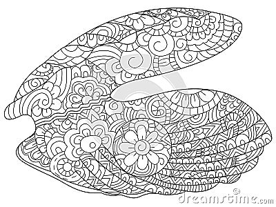 Oyster with pearl Coloring book vector for adults Vector Illustration