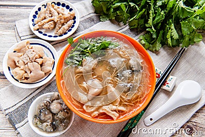 Oyster and pork intestine vermicelli is a popular food in Taiwan Stock Photo