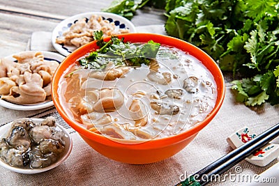 Oyster and pork intestine vermicelli is a popular food in Taiwan Stock Photo