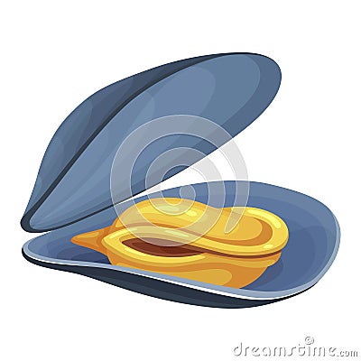 Oyster sea delicacy, mollusk in an open shell Vector Illustration