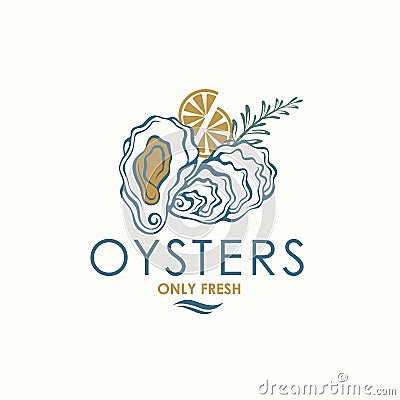 Oyster shell label Vector Illustration