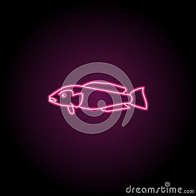 Oyster toadfish neon icon. Simple thin line, outline vector of fish icons for ui and ux, website or mobile application Stock Photo