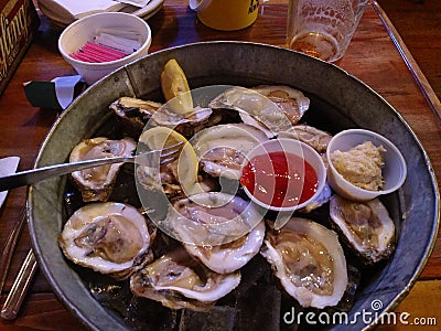 Oysters on the Halfshell Stock Photo