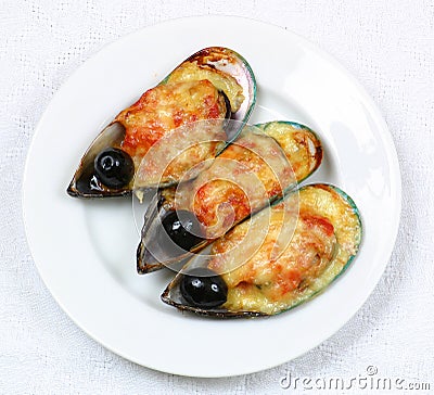 Oysters with olives Stock Photo