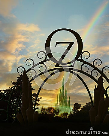 Oz gateway with rainbow Stock Photo