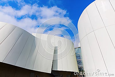 Ozeaneum building in Stralsund. Ozeaneum is a public aquarium, one of the three largest institutions of its kind in Europe. Editorial Stock Photo