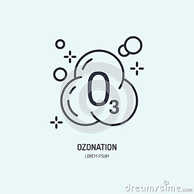 Ozon molecule flat line icon. Vector sign of clothes ozonation in dry cleaning services Vector Illustration