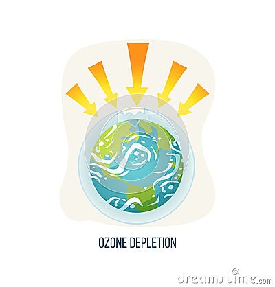 Ozone Depletion Earth with Broken Layers Icon Vector Illustration