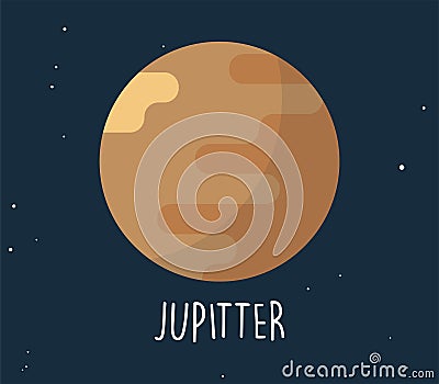 Planet and simple sphere on space background. Vector Illustration