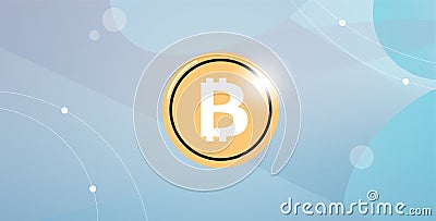 Bitcoin cryptocurrency concept and coin badge. Vector Illustration