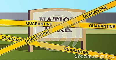 Epidemic coronavirus quarantine caution on yellow warning tape and pandemic health risk Vector Illustration