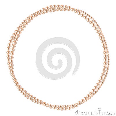 Beautiful pearl necklace. Jewel. Bead decoration. Vector illustration. White background. Round frame made of pearls. Vector Illustration