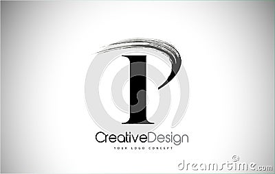 P Brush Stroke Letter Logo Design. Black Paint Logo Leters Icon. Vector Illustration