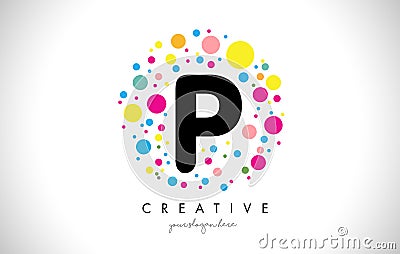 P Bubble Dots Letter Logo Design with Creative Colorful Bubbles. Vector Illustration