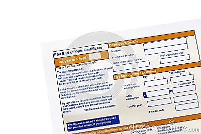 P60 End of year Certificate issued by HMRC in the United Kingdom. Stock Photo