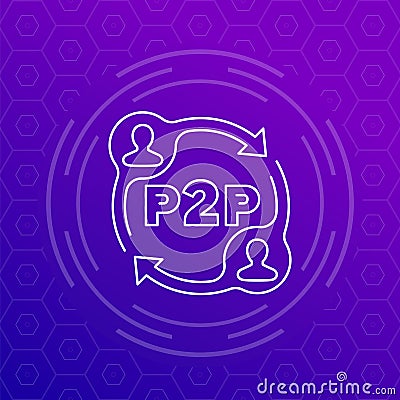 p2p icon, peer-to-peer decentralized system vector Vector Illustration