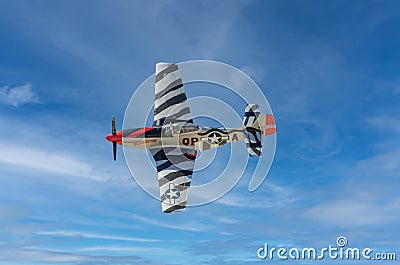 P-51 Mustang in clear blue sky. Editorial Stock Photo