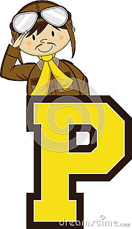 P is for Pilot Vector Illustration