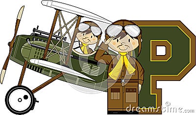 P is for Pilot Vector Illustration