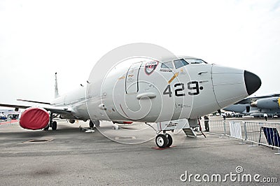 P-8A Poseidon at the Singapore Airshow 2014 Editorial Stock Photo