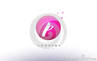 p sphere pink 3d hand written alphabet letter logo Vector Illustration