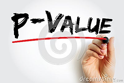 P-Value measures the probability of obtaining the observed results, assuming that the null hypothesis is true, text concept Stock Photo