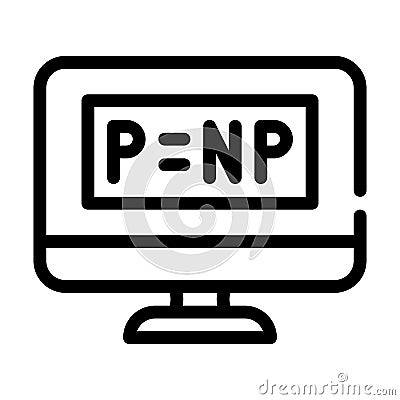 P vs NP unsolved problem in computer science line icon vector illustration Vector Illustration