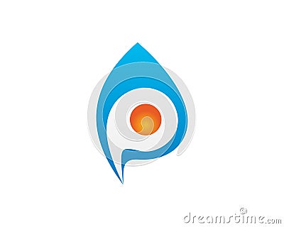 P fried eggs blue fire logo Vector Illustration