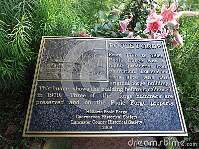 Historical plaque Poole Forge 1786 Editorial Stock Photo
