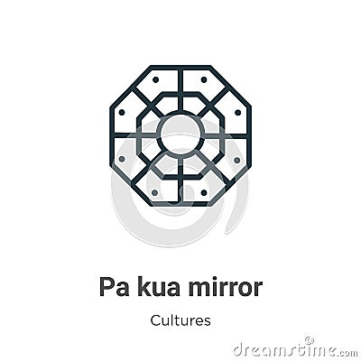 Pa kua mirror outline vector icon. Thin line black pa kua mirror icon, flat vector simple element illustration from editable Vector Illustration