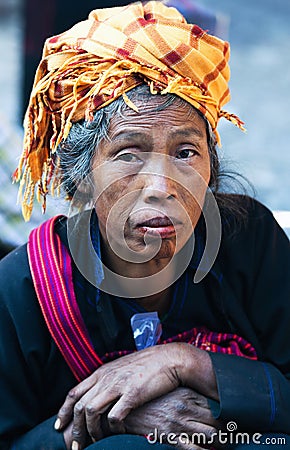 Pa-O Tribal woman, Myanmar Editorial Stock Photo