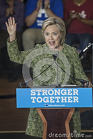 PA: Secretary Hillary Clinton Campaigns Rally in Philadelphia Editorial Stock Photo