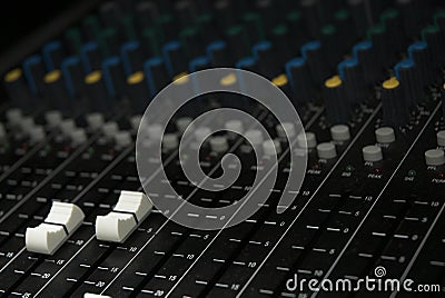 PA sound mixer faders Stock Photo