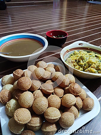 Paani Puri, home made in Nepal. Easy to make Stock Photo