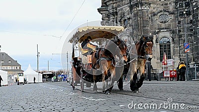 Paardvervoer in Dresden, Duitsland, Paardvervoer in Dresden, Duitsland,